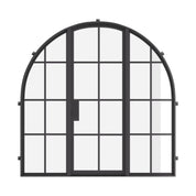 Single full arch exterior steel door with sidelights, NFRC-rated