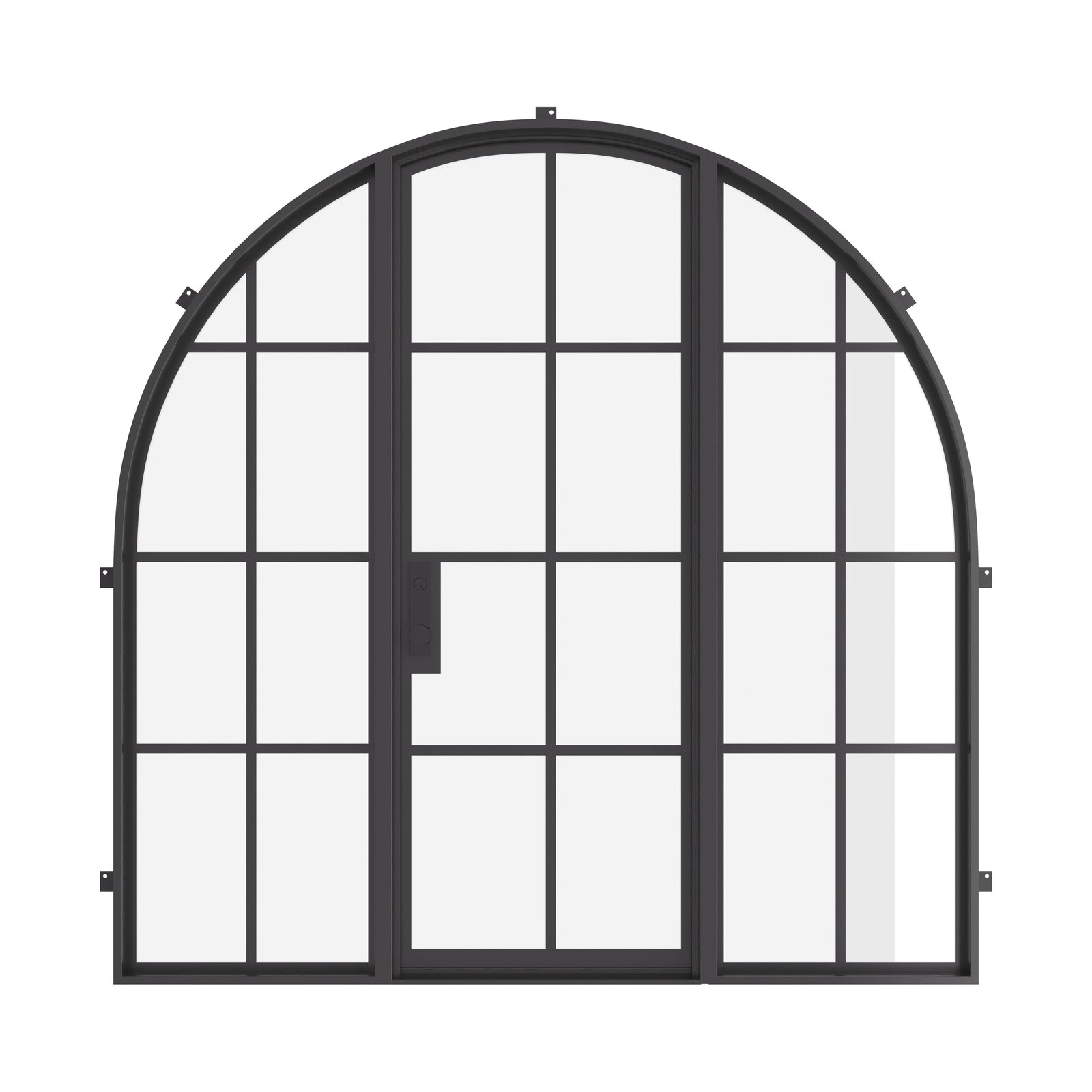 single full arch steel door with sidelights and thermal break