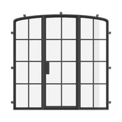 Exterior single mini arch steel door with sidelights and architectural cold-rolled steel