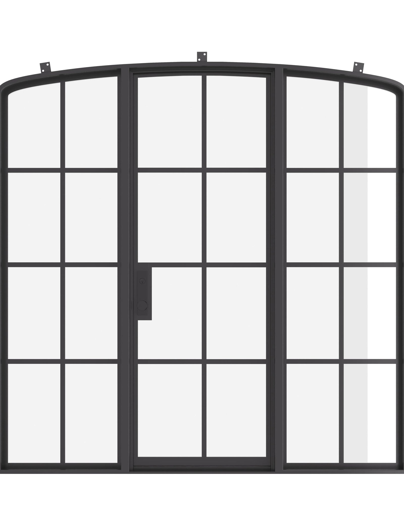 Single mini arch exterior steel door with sidelights