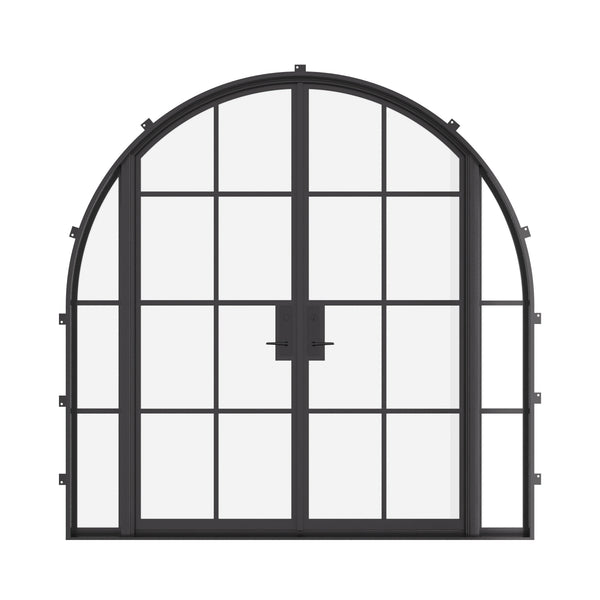 double full arch steel door with sidelights and thermal break