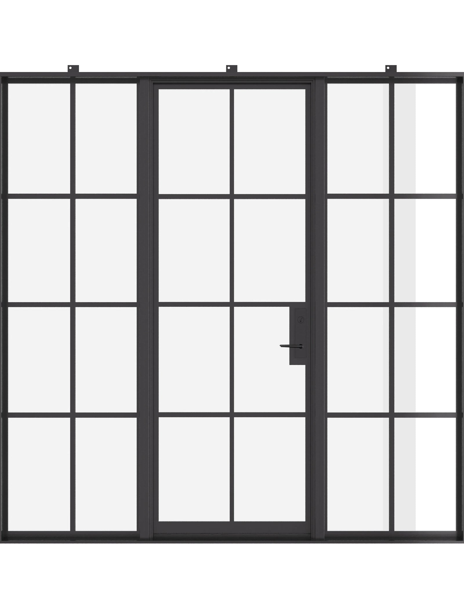 modern entry door with side windows and insulated steel profile