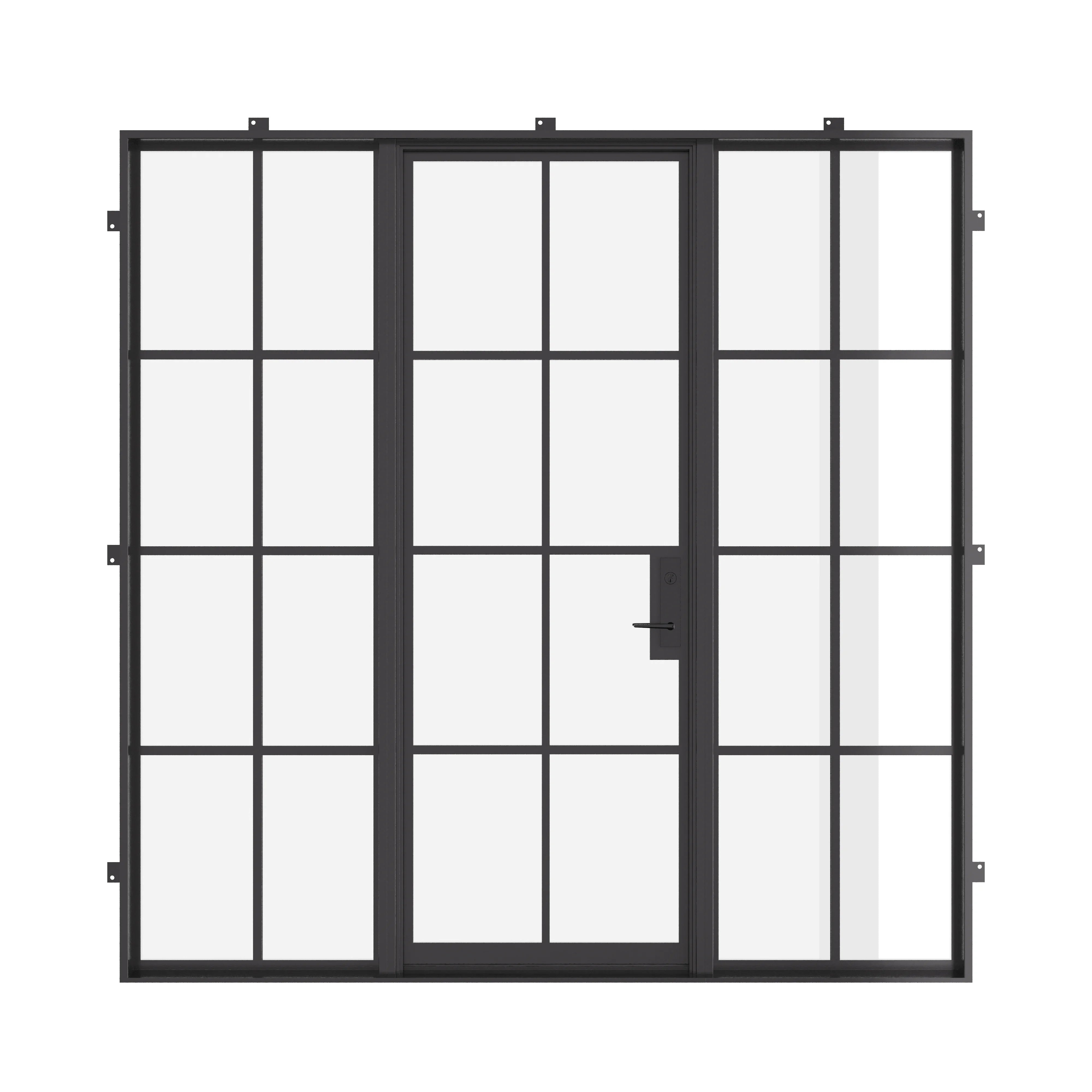 modern entry door with side windows and insulated steel profile