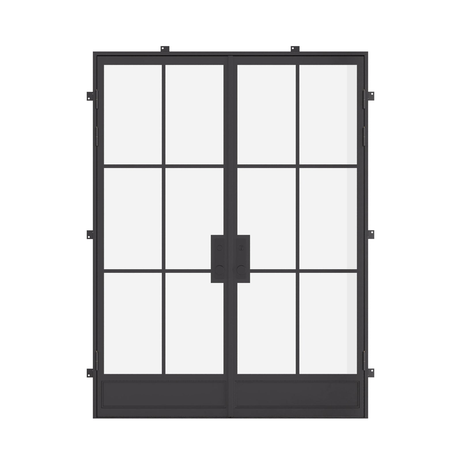 Air 7 double flat steel front doors, modern minimalist steel entry door for residential exterior