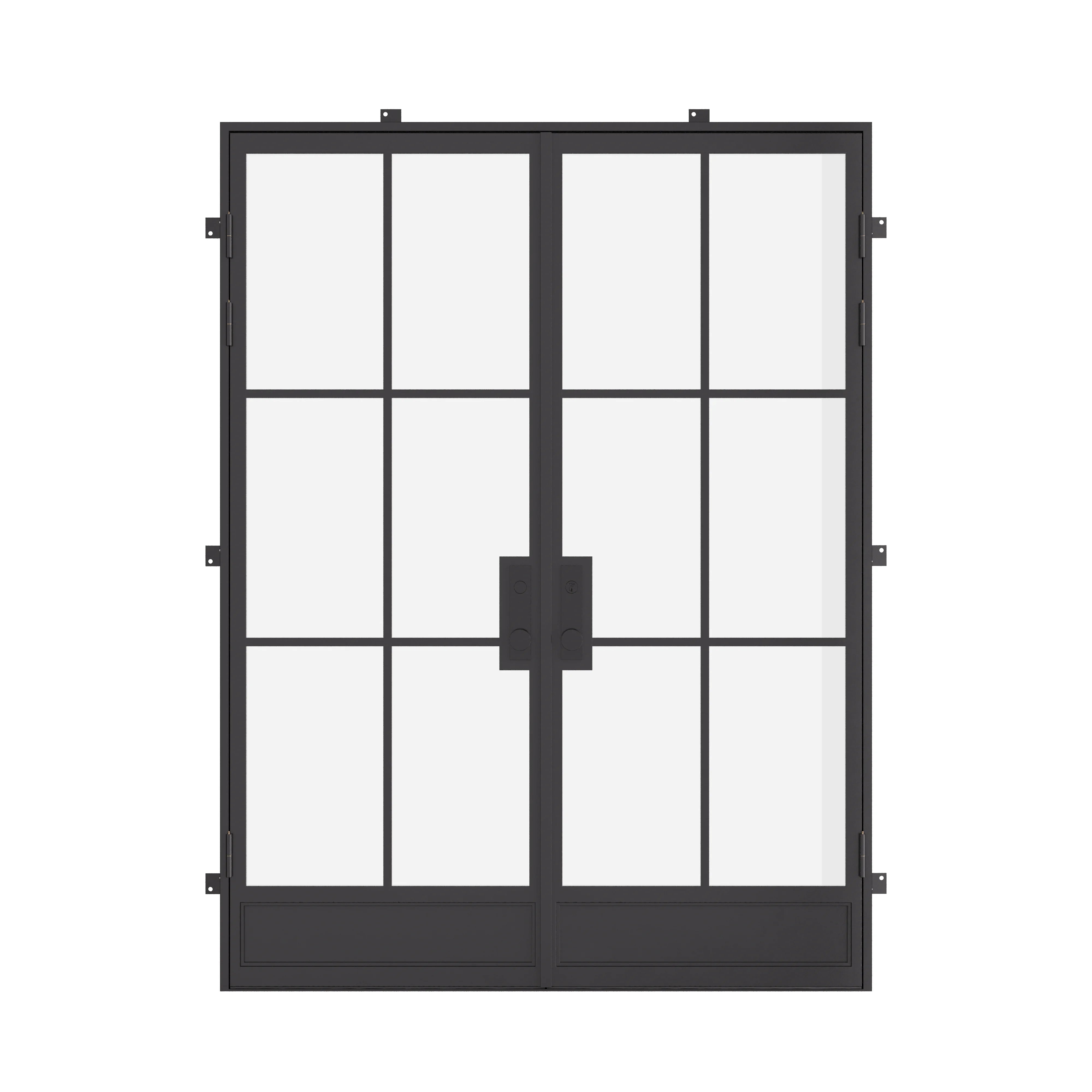 Air 7 double flat steel front doors, modern minimalist steel entry door for residential exterior