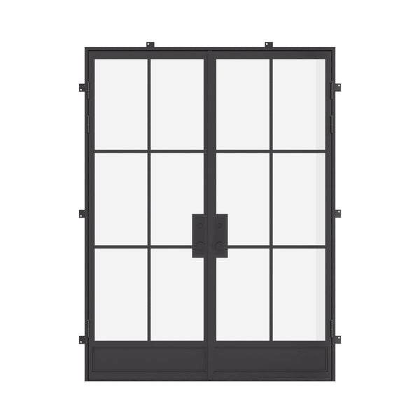 Air 7 thermal break double flat steel front doors, insulated architectural steel entry system