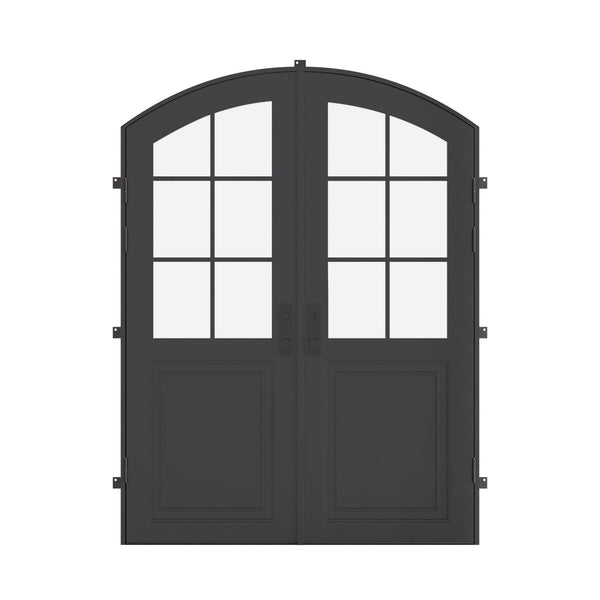 Air Getty double arch steel front doors, classic arched architectural steel entry