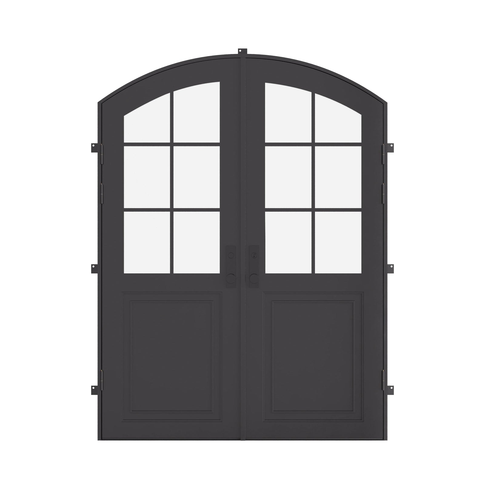 Double arch thermally broken steel entry door with insulated glass and galvanized frame for modern homes and architects