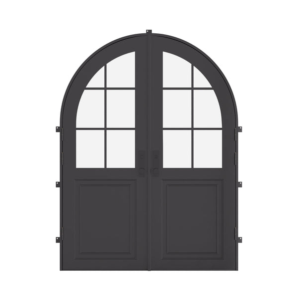 Air Getty double full arch thermal break custom steel front doors with insulated architectural system