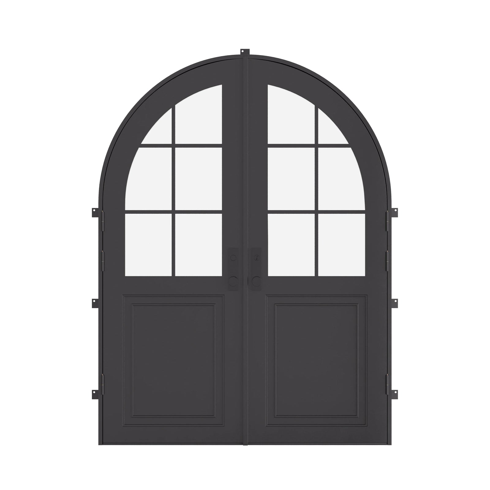 Air Getty double full arch steel front doors, traditional luxury steel double entry with arches