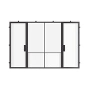 Air Grand exterior steel double doors with center fixed glass panel, cold-rolled galvanized steel frame with tempered Low-E glass