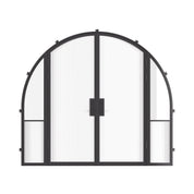 Air Grand exterior steel double full arch entry doors with sidelights, galvanized steel frame with dual-pane tempered Low-E glass