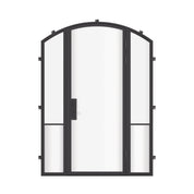 Air Grand exterior steel entry door with sidelights and arch top, galvanized steel frame with dual pane tempered Low-E glass