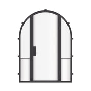 Air Grand exterior steel entry door with sidelights and full arch top, galvanized steel frame with tempered Low-E glass