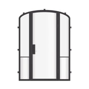 Air Grand exterior steel entry door with sidelights and mini arch top, galvanized steel frame with dual-pane tempered Low-E glass