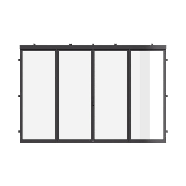 Center split bi-fold steel door with modern architectural profile.