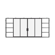 Center split double pocket steel sliders with glass.