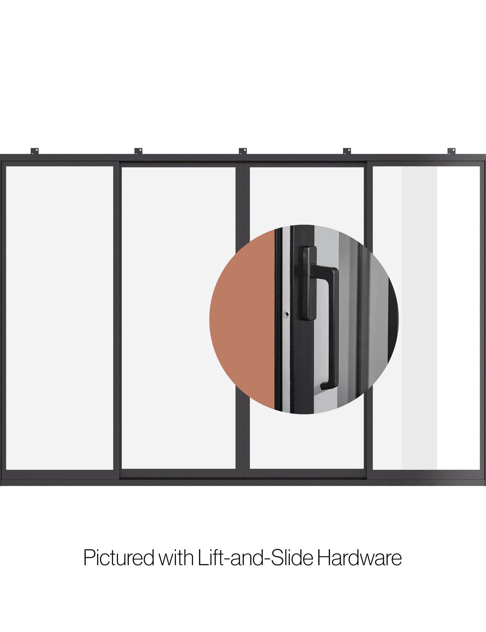 Center split double sliding steel doors with glass.