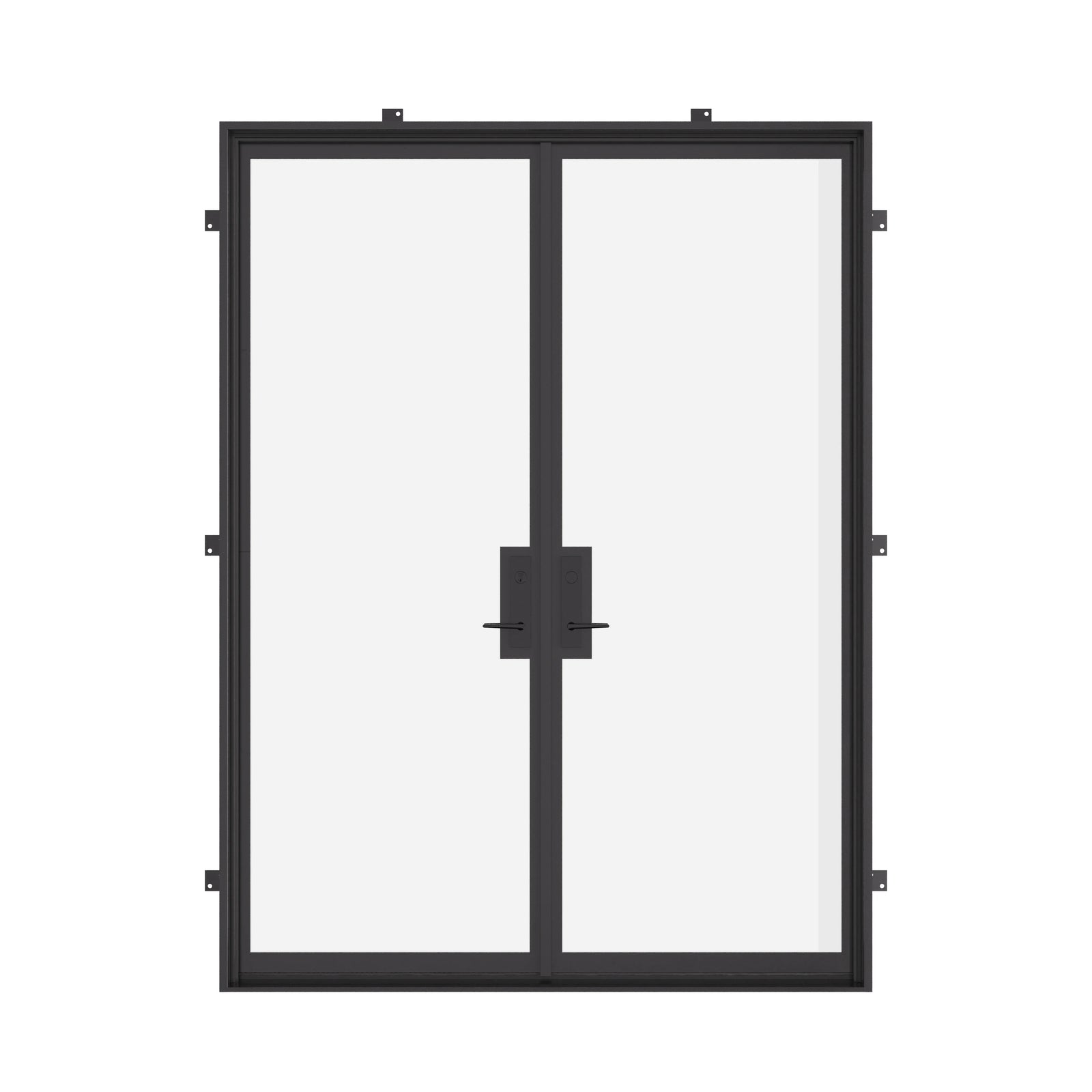 Double flat thermally broken steel doors with TDL glass and slim architectural frames