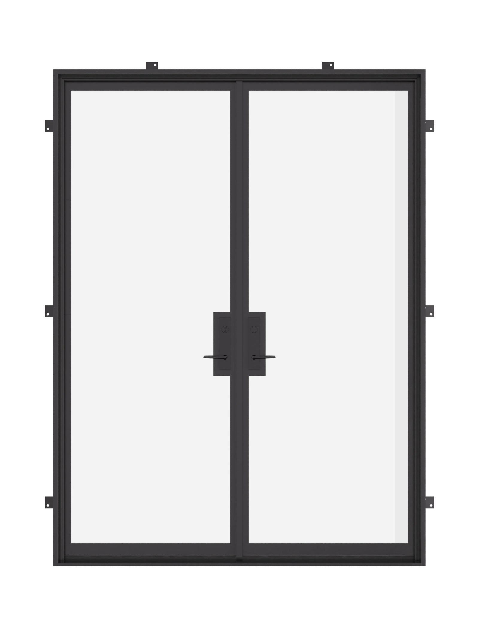 Double flat thermally broken steel doors with TDL glass and slim architectural frames