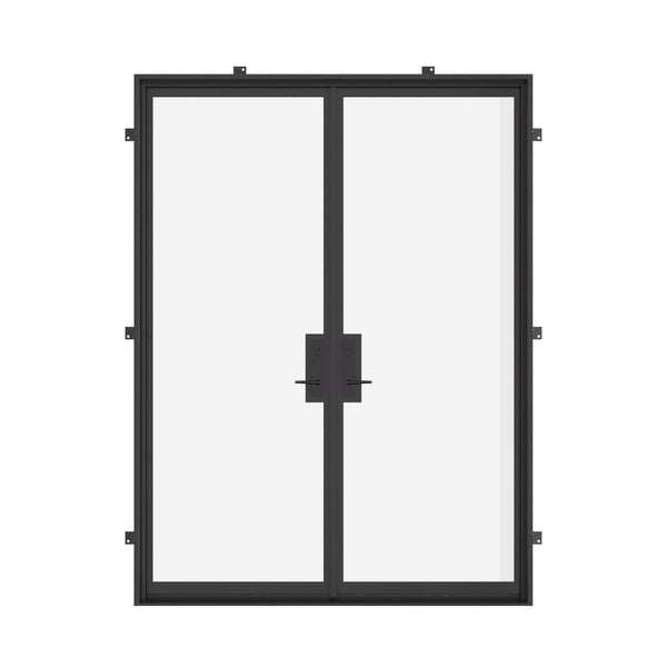 Double flat thermally broken steel doors with modern architectural styling