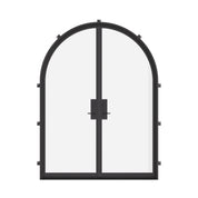 Double full arch thermally broken steel doors with TDL pattern and insulated glass units