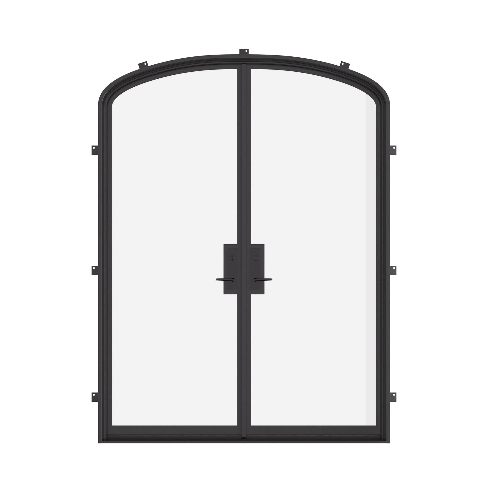Double mini arch steel door, NFRC rated insulated glass.