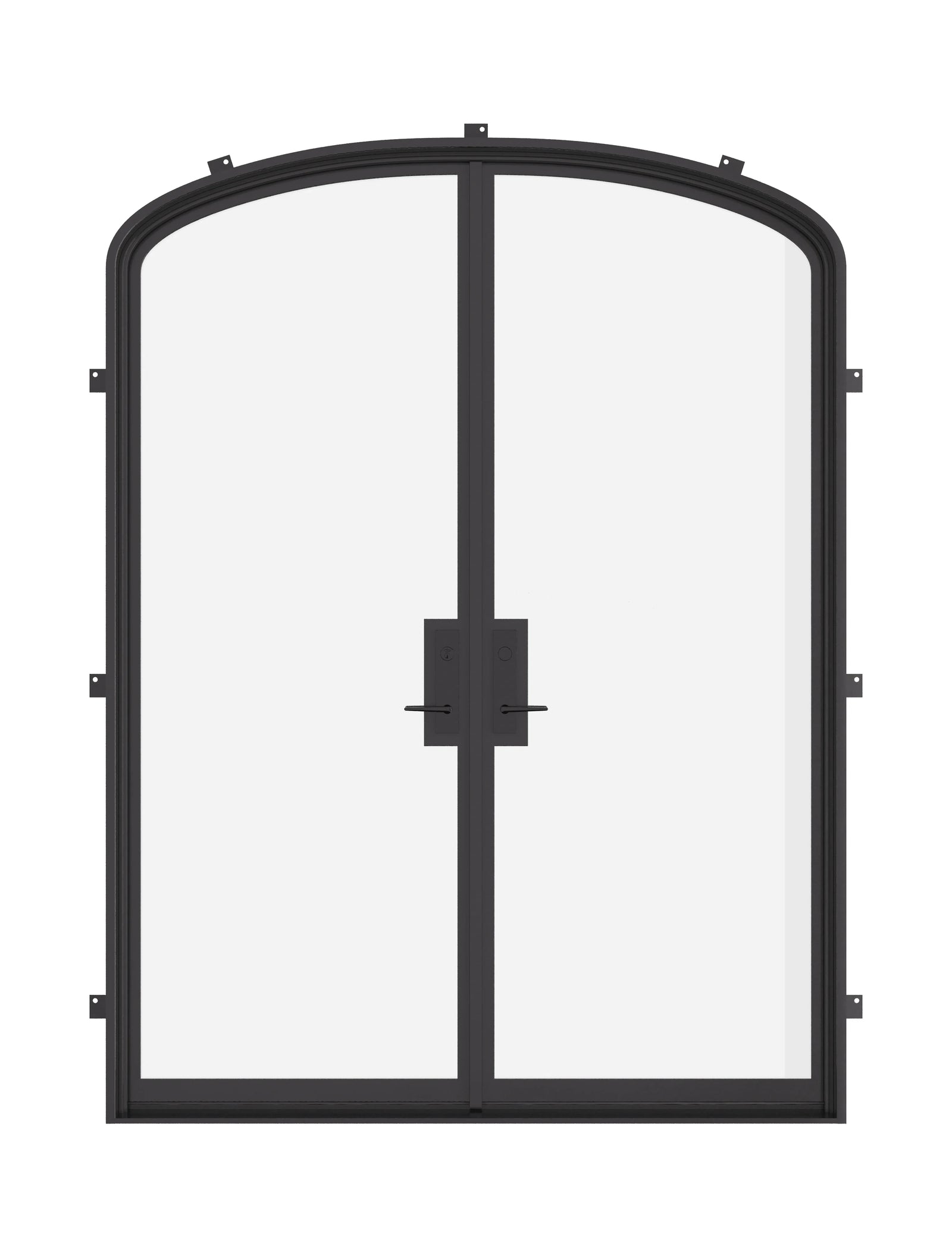 Double mini arch steel door, NFRC rated insulated glass.