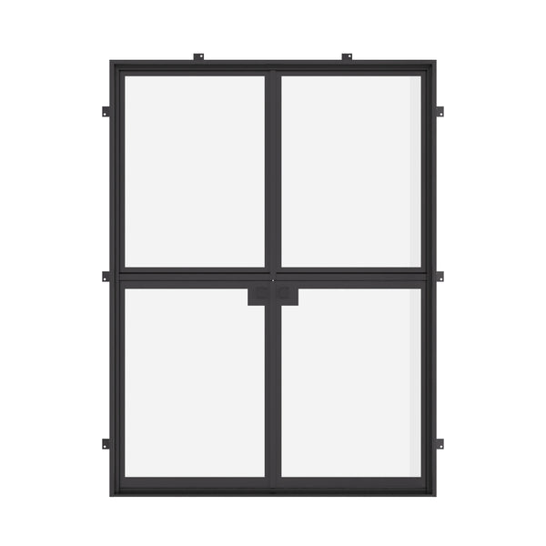 Double flat Dutch steel doors with narrow sightlines and glazing.