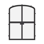 Double mini arch Dutch steel doors with glass panels.