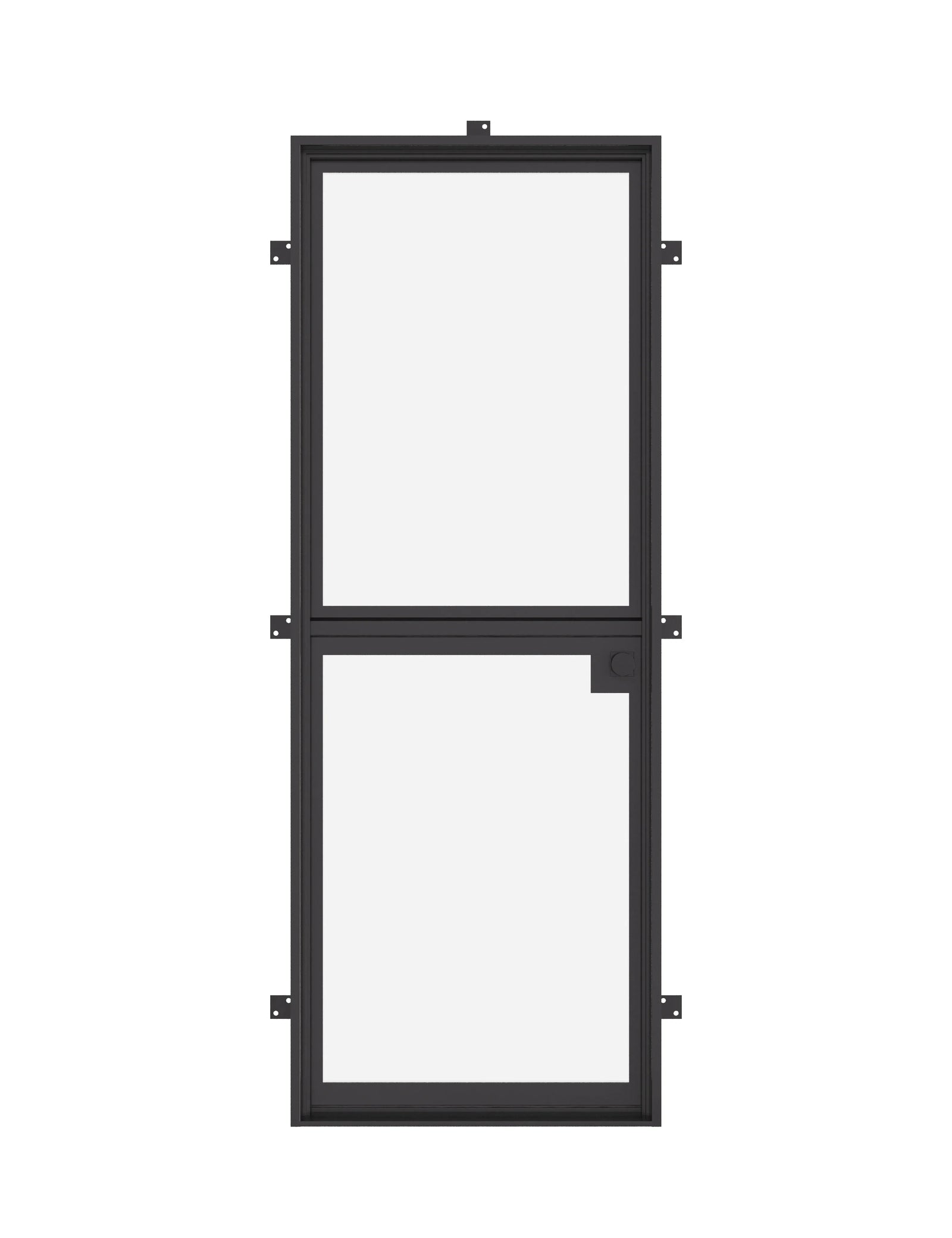 Dutch single flat thermal break steel door with dual pane glass.