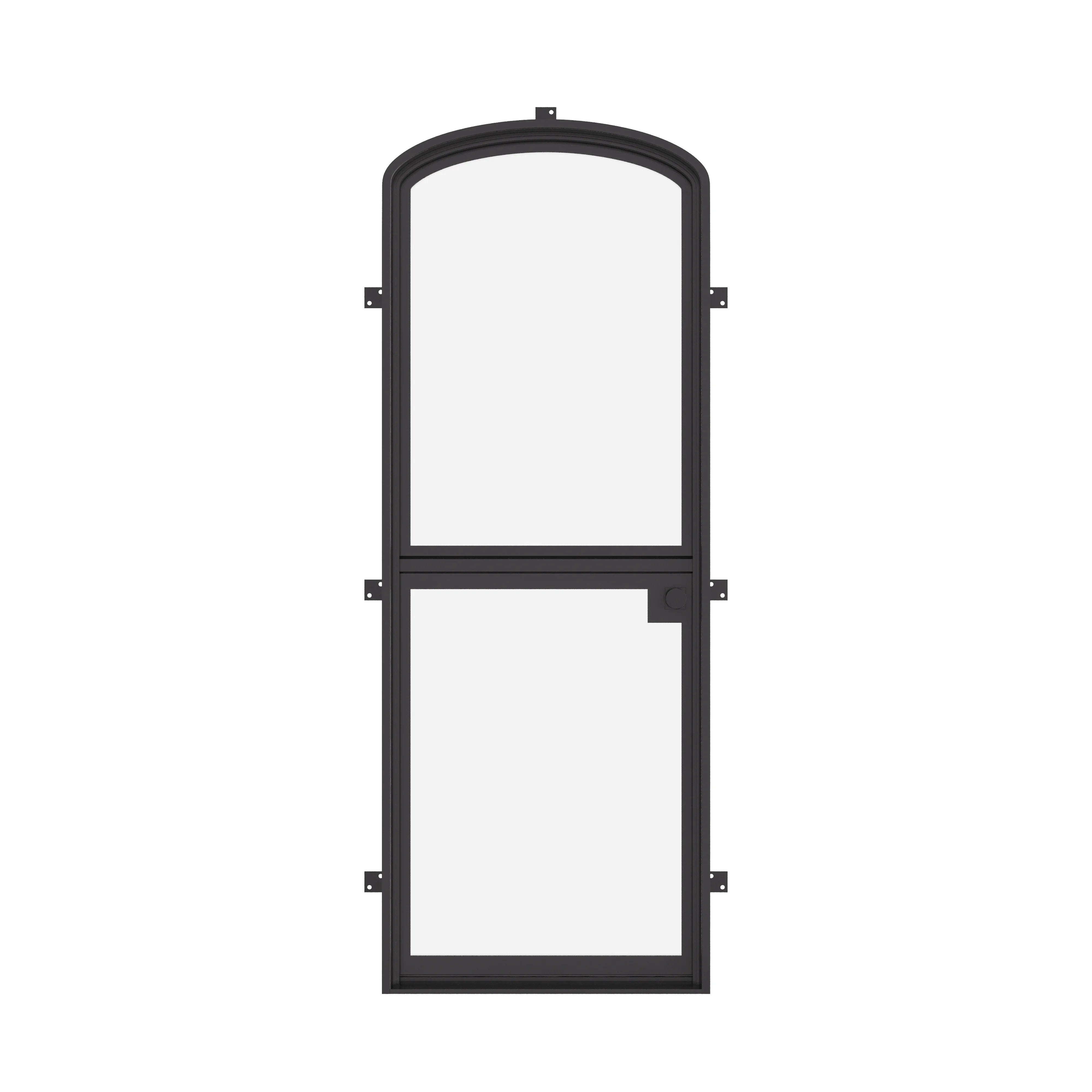 Single mini arch Dutch steel door with divided panel.