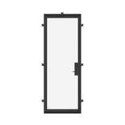 Single flat exterior steel door, NFRC rated glass.