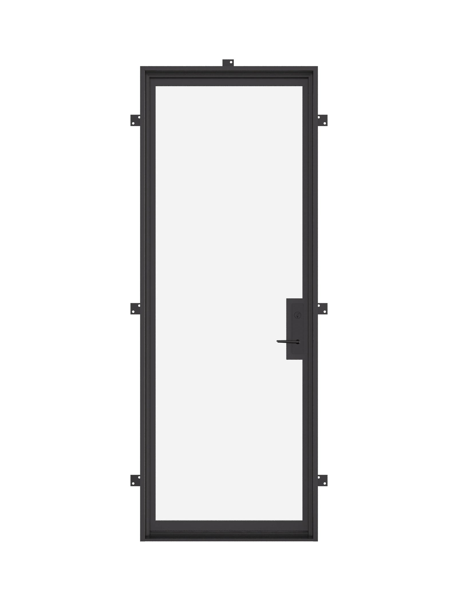 Thermally broken single flat steel door with TDL glass and cold-rolled frame for contemporary architecture