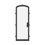 Single mini arch exterior steel door, NFRC rated glazing.