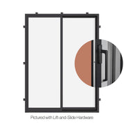 Sliding steel door system with modern architectural profile.