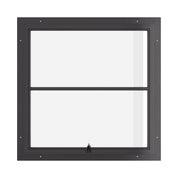 Awning steel window, square, 0V 1H grid, ring pull, hot-rolled steel, black, dual pane Low-E glass
