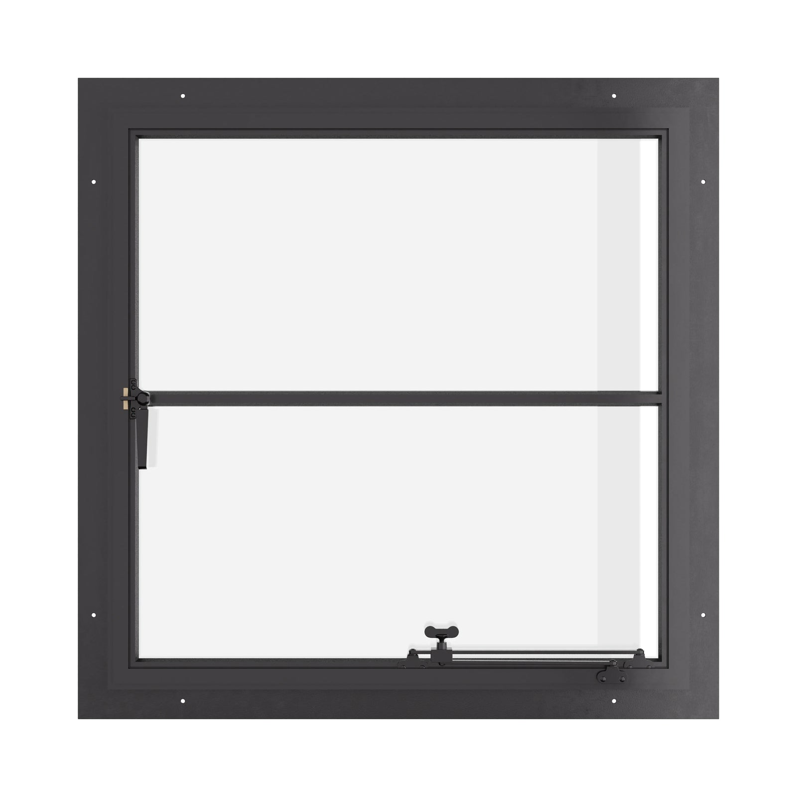 Steel square casement window with transom, dual pane Low-E glass for Northeast homes