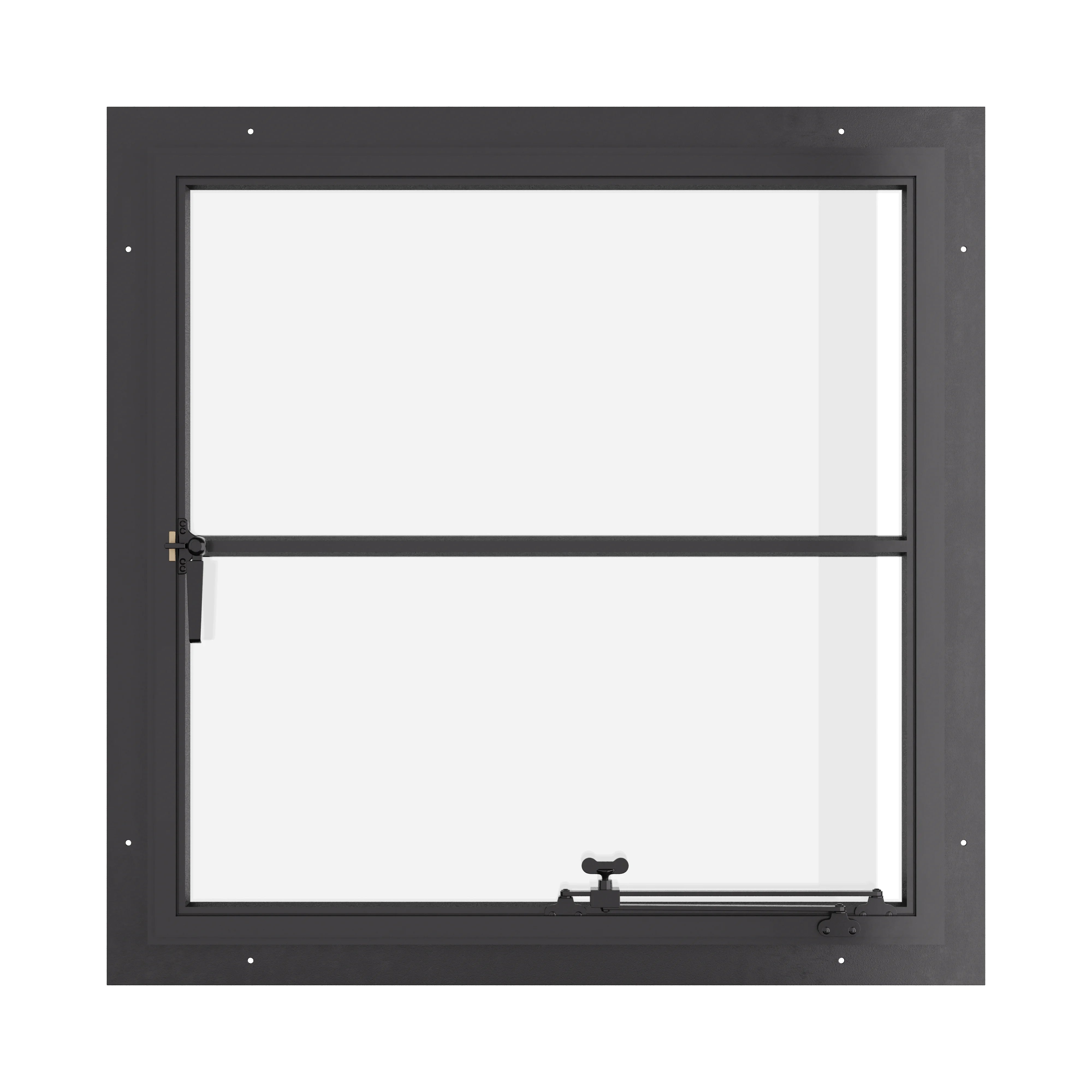 Steel square casement window with transom, dual pane Low-E glass for Northeast homes
