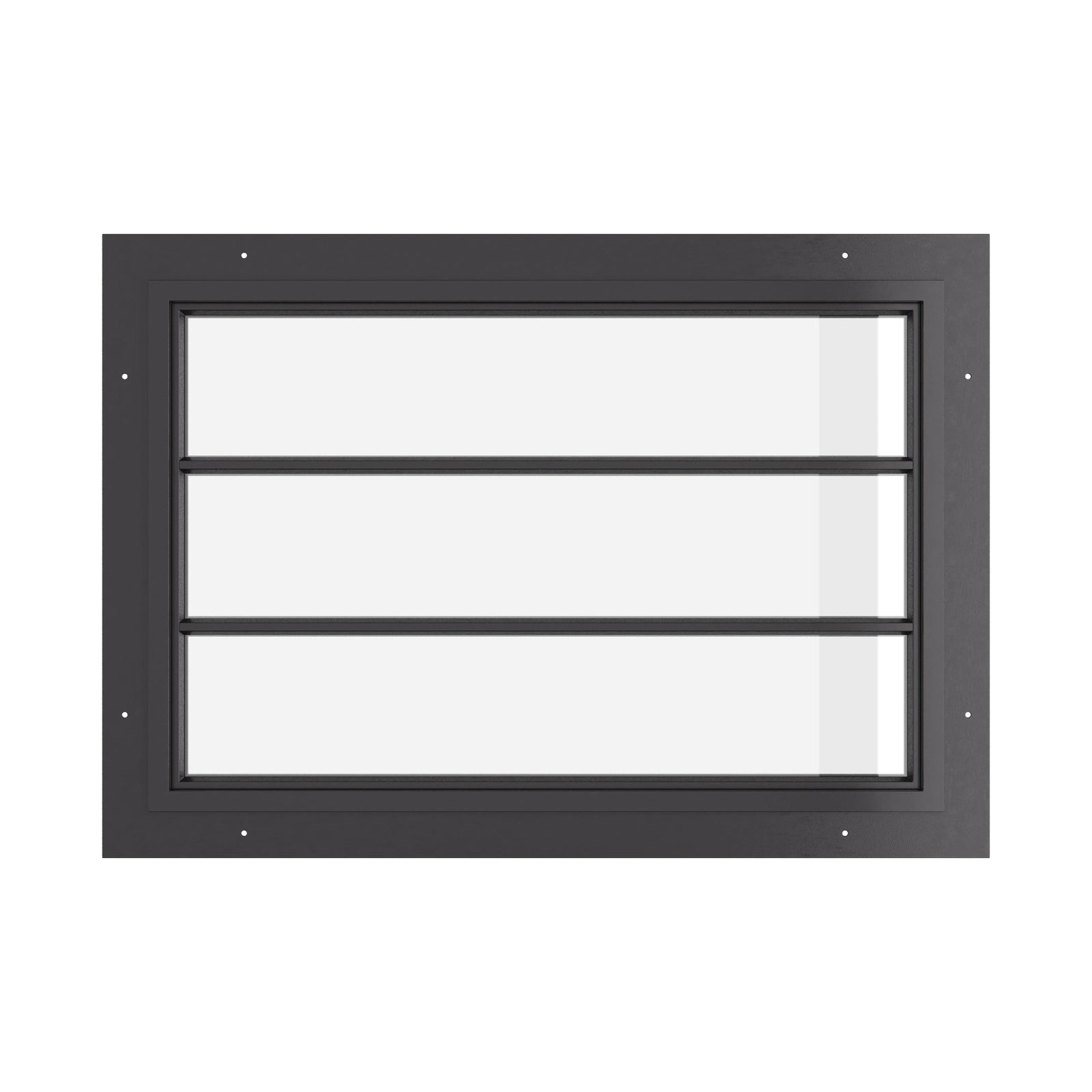 wide steel window with 0V 2H grid pattern and insulated glazing