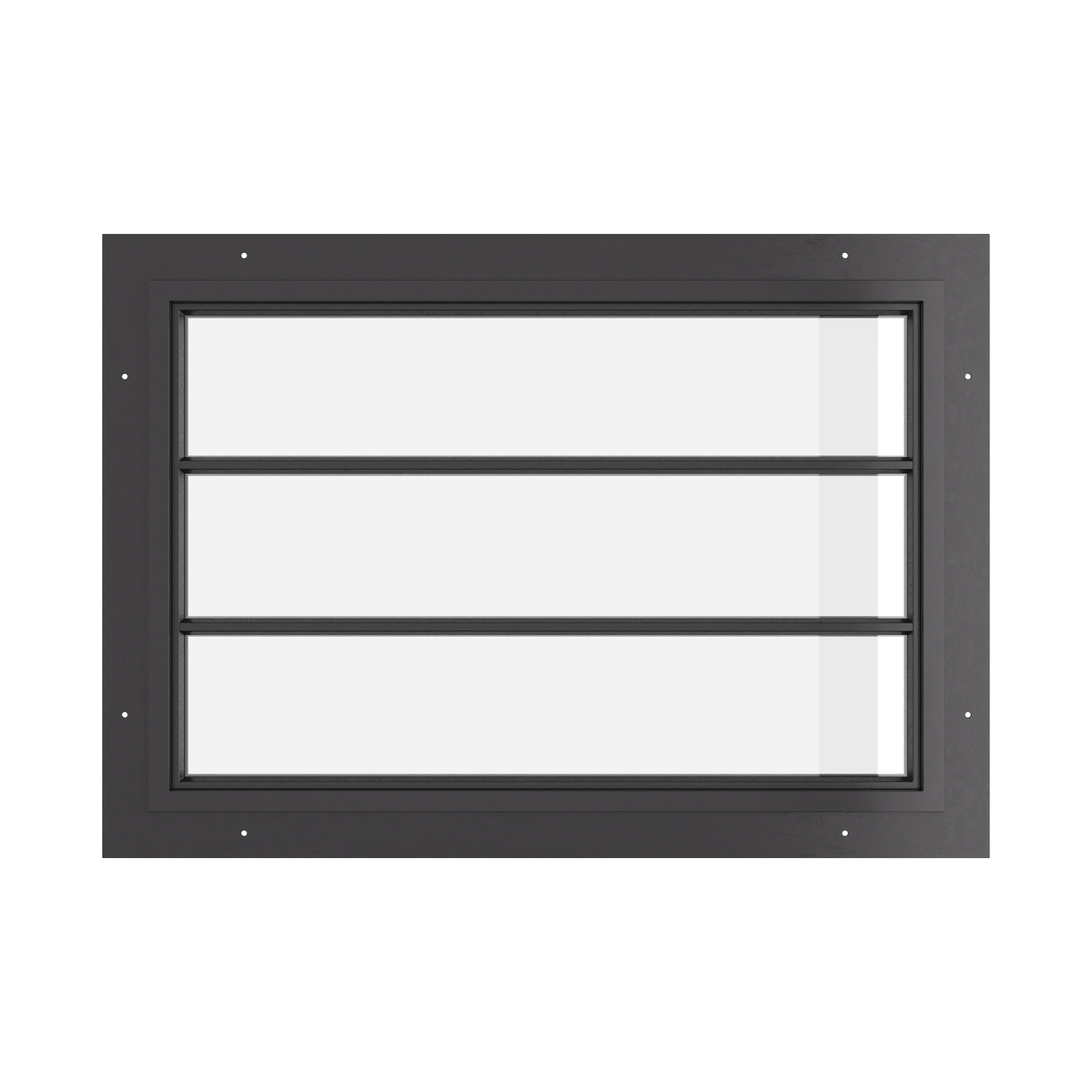 wide steel window with 0V 2H grid pattern and insulated glazing