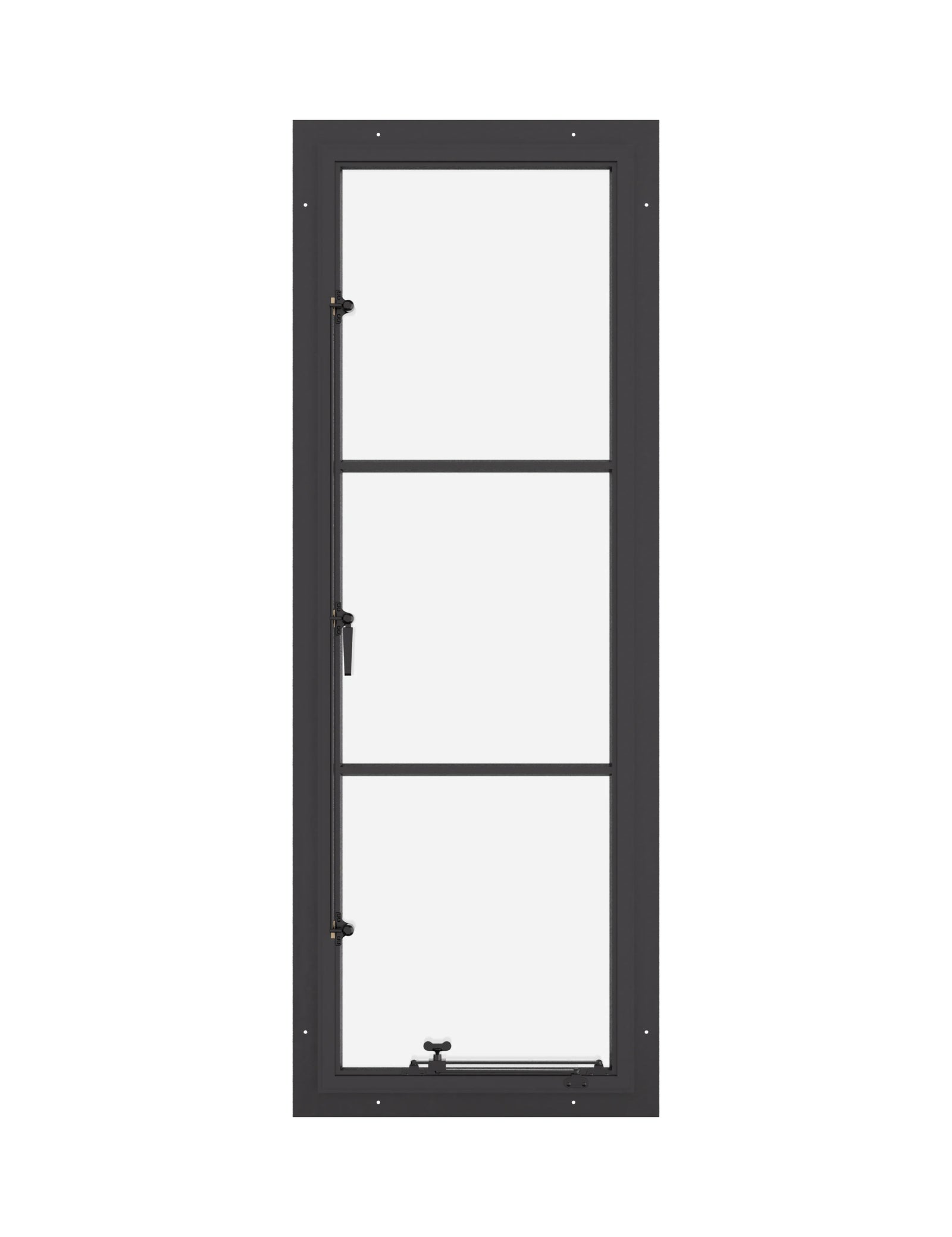 Landscape steel double casement window, standard size, with horizontal mullions