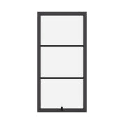 Awning steel window, portrait, 0V 2H grid, ring pull, hot-rolled steel, black, dual pane Low-E glass
