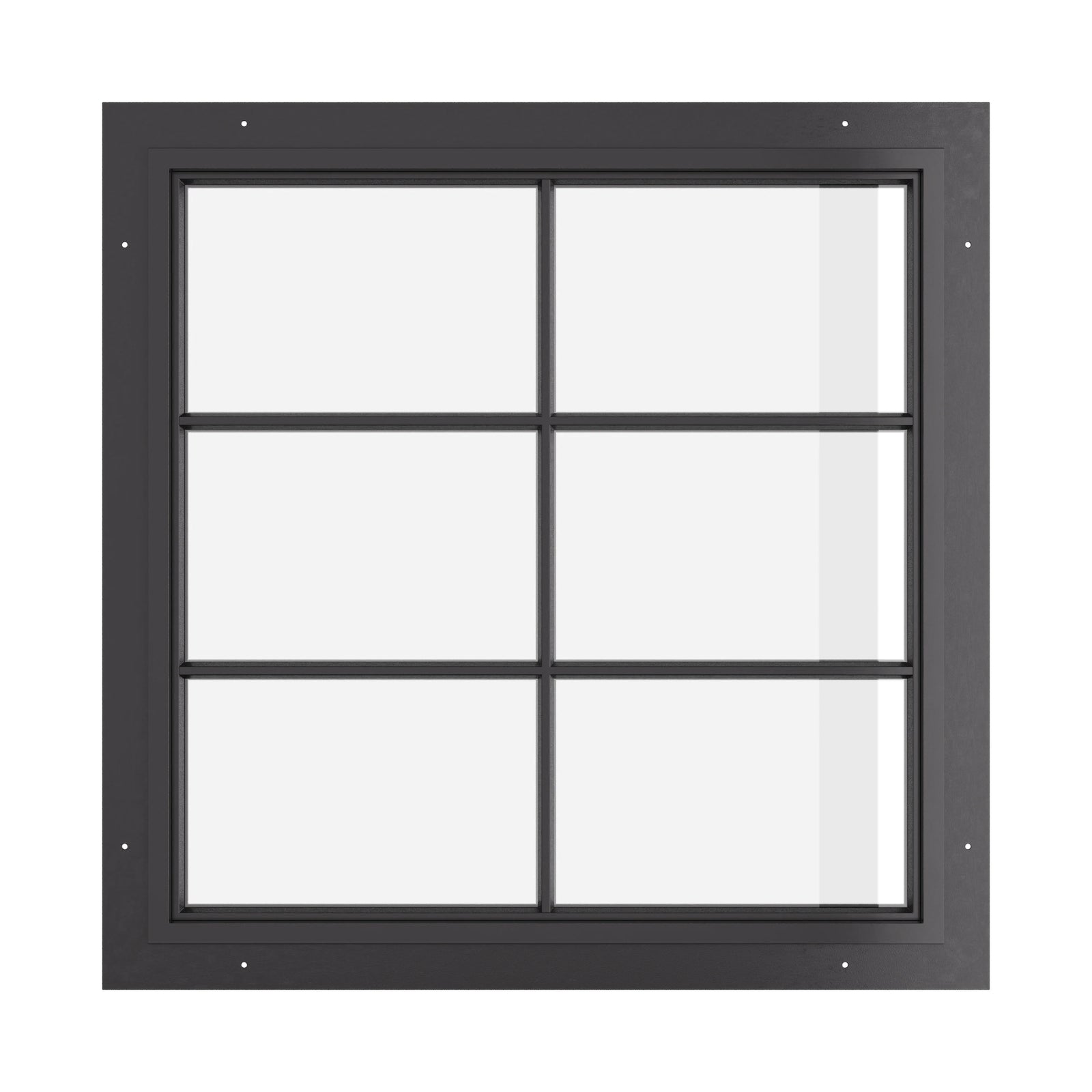 fixed square steel window with 1V 2H grid pattern