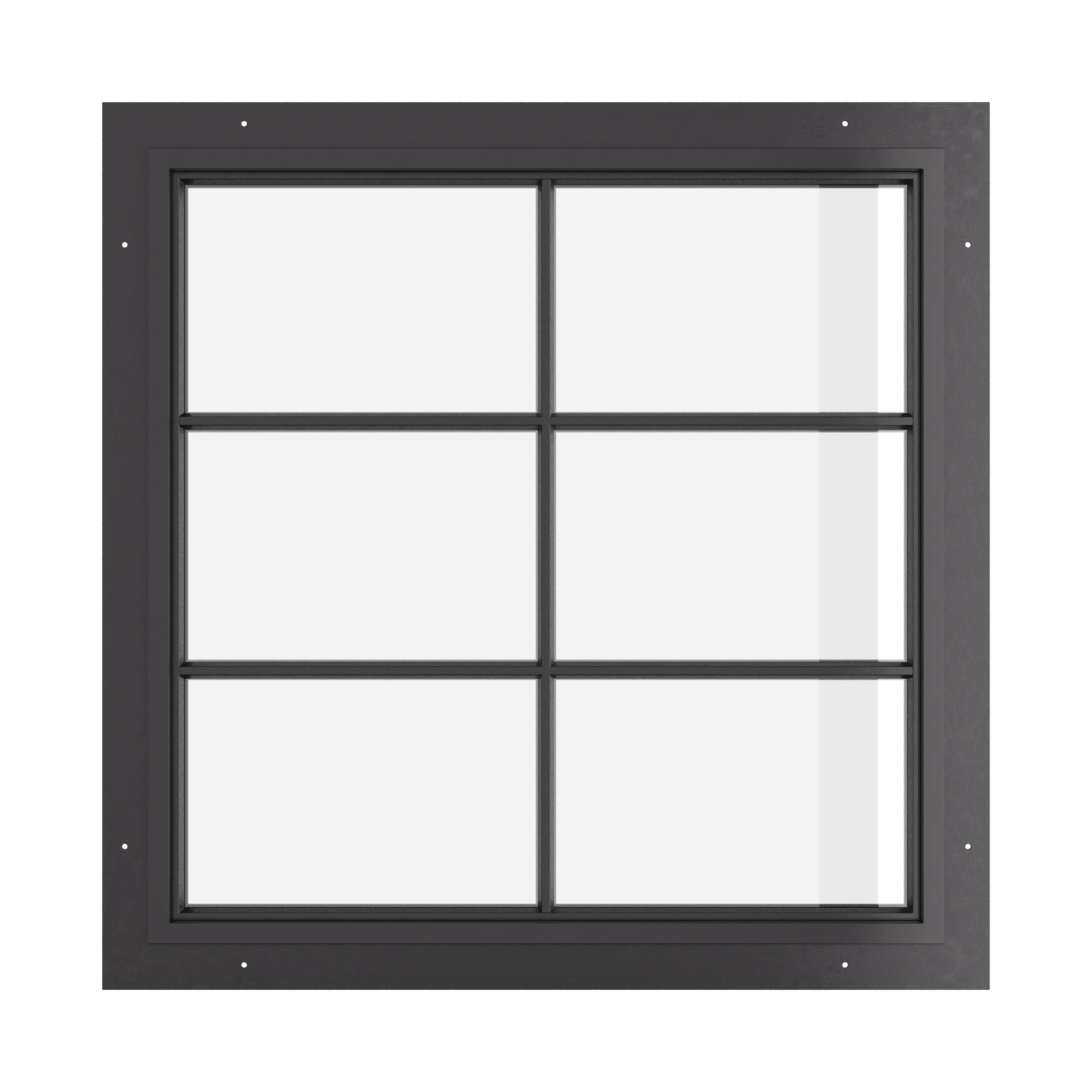 fixed square steel window with 1V 2H grid pattern