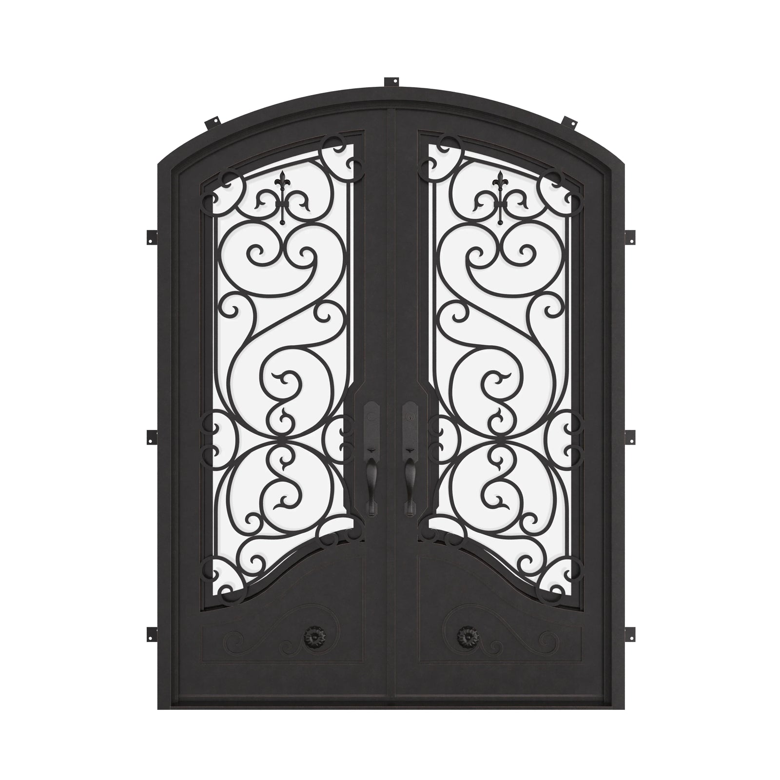Beverly double door in black with clear glass and thermal barrier.