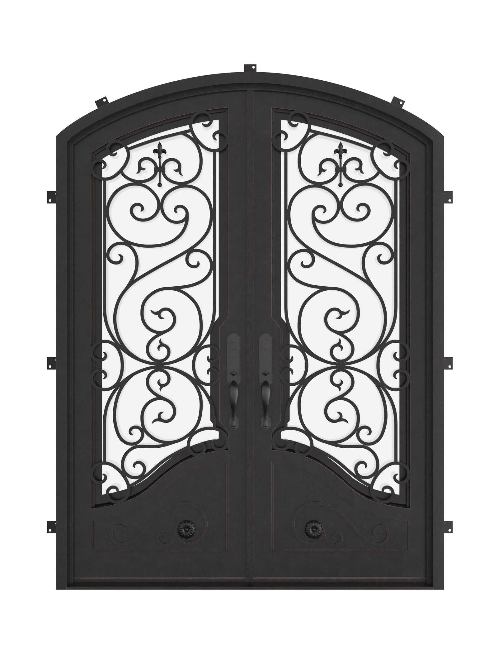 Beverly double door in black with clear glass and thermal barrier.