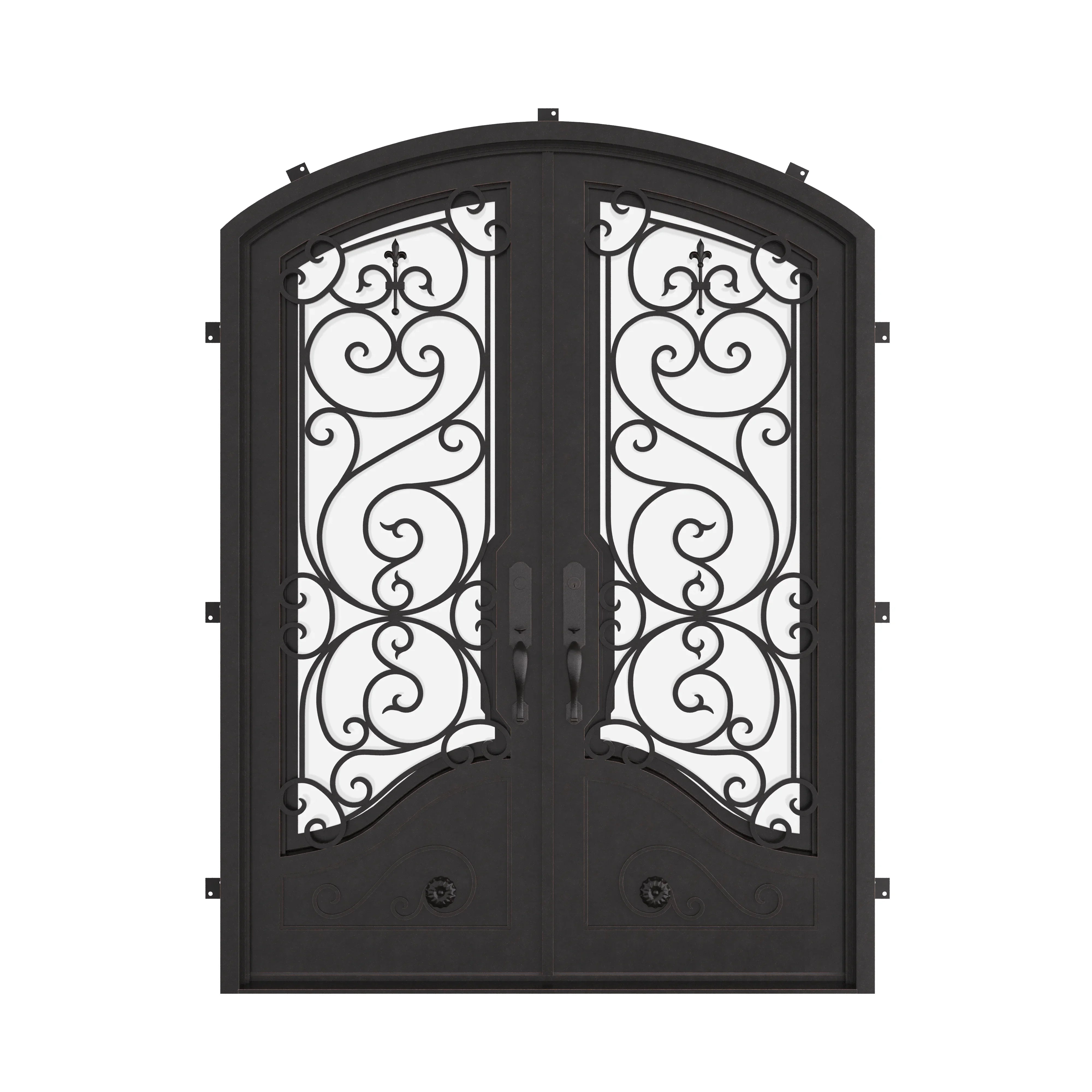 Beverly double door in black with clear glass and thermal barrier.