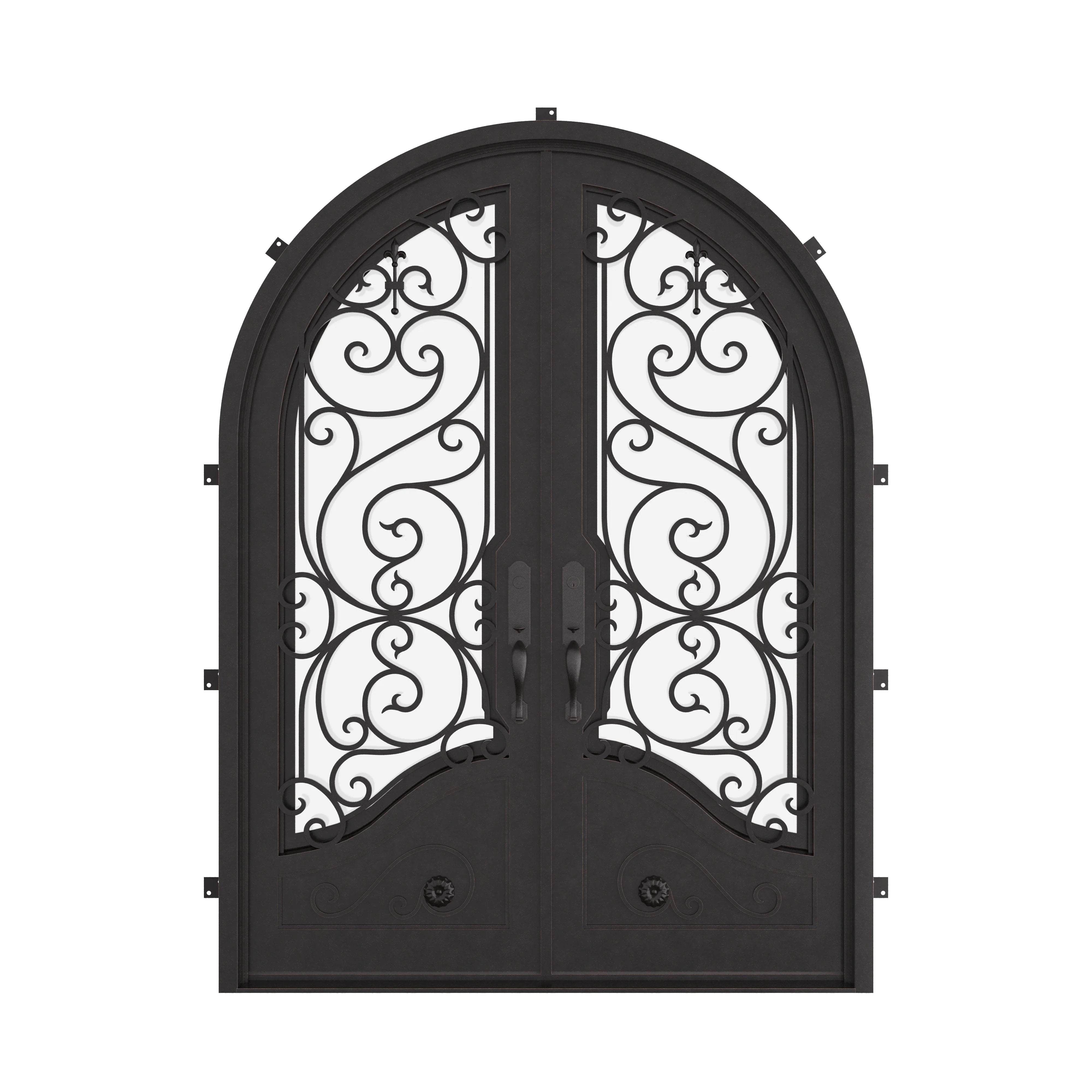 Beverly double radius top french front door with operable tempered glass panel.