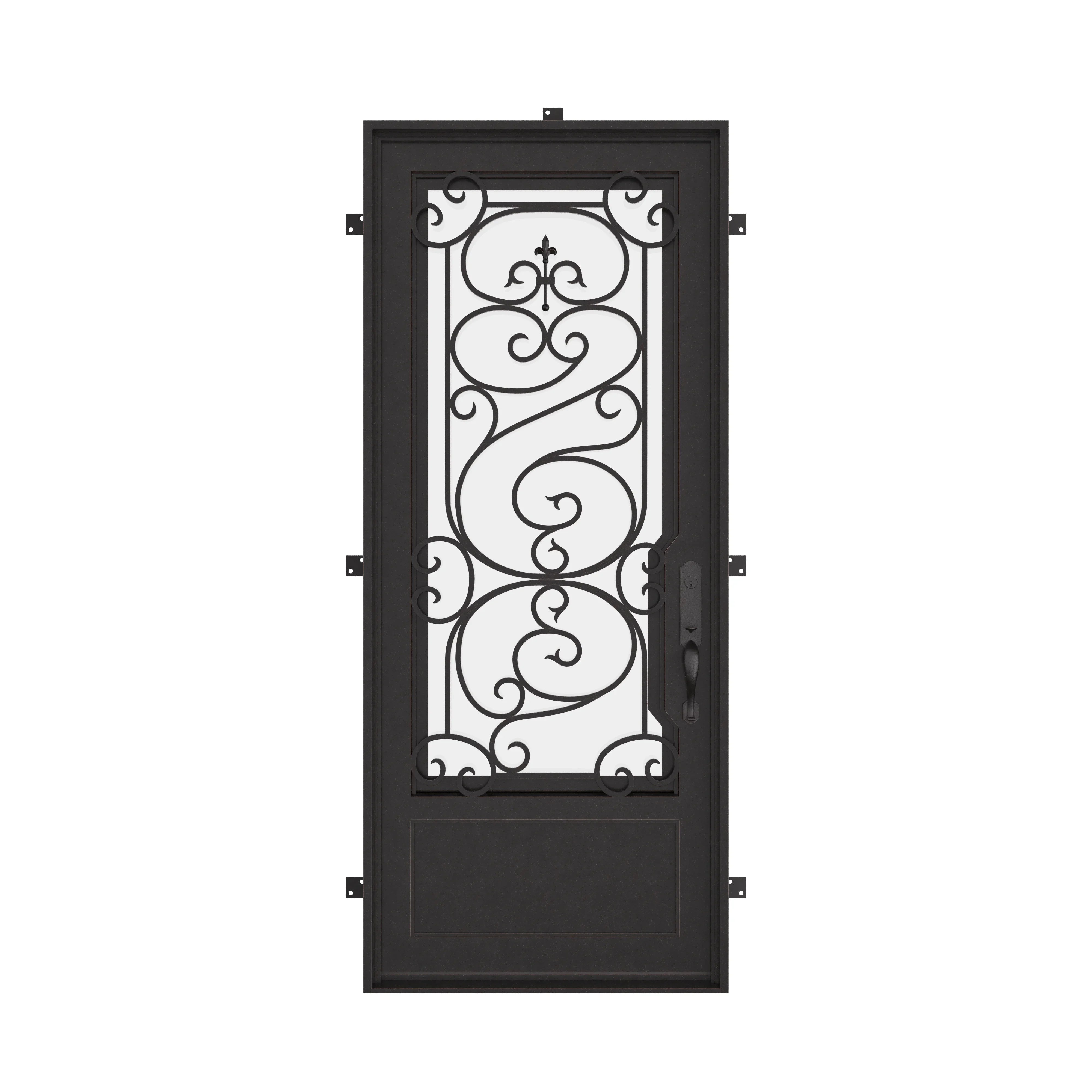 Beverly single flat metal door thermally broken with dual-pane glass.